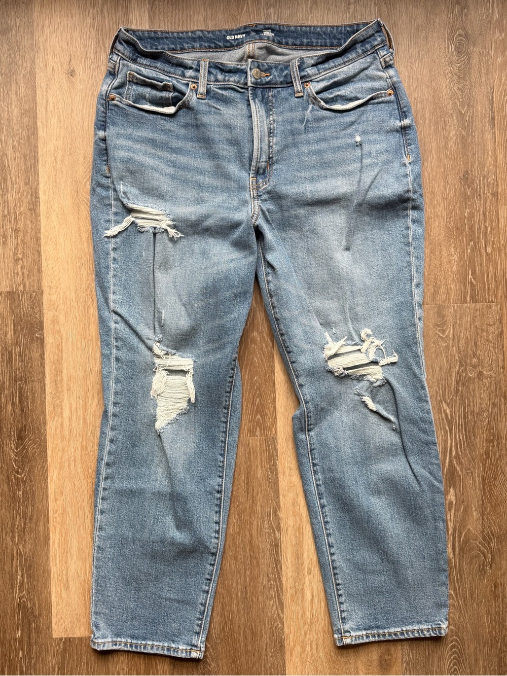 Old Navy Light Blue Ripped OG Straight Jeans